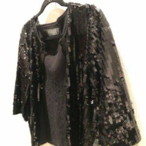 Black sequin cropped night jacket, size small